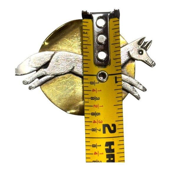 Vintage Navajo RARE Clarence and Russell Lee Sterling Silver Running Fox Brooch - Picture 6 of 7